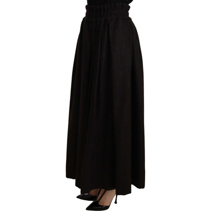 Dolce & Gabbana Black Wool High Waist Maxi PIECE Skirt