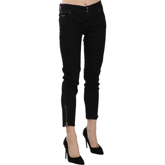 John Galliano Chic Black Mid Waist Slim Cropped Jeans Jeans & Pants John Galliano