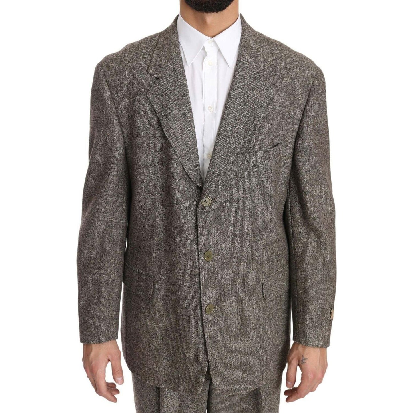 Fendi Brown Wool Regular Single Breasted Suit