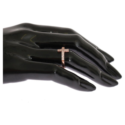 Nialaya Pink Gold 925 Silver Womens Cross CZ Ring