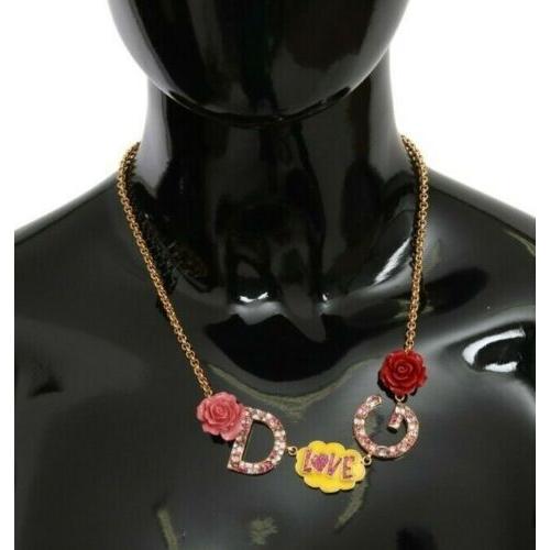 Dolce & Gabbana Gold Crystal Charm Statement Necklace Dolce & Gabbana