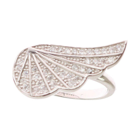Nialaya Silver Womens Wing Clear CZ 925 Silver Ring