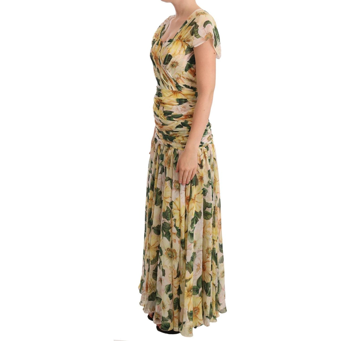 Dolce & Gabbana Floral Elegance Silk Pleated Maxi Dress WOMAN DRESSES Dolce & Gabbana