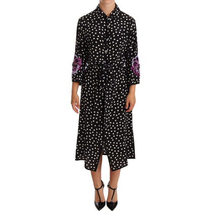 Dolce & Gabbana Black White Crystal Sequined Floral Dress