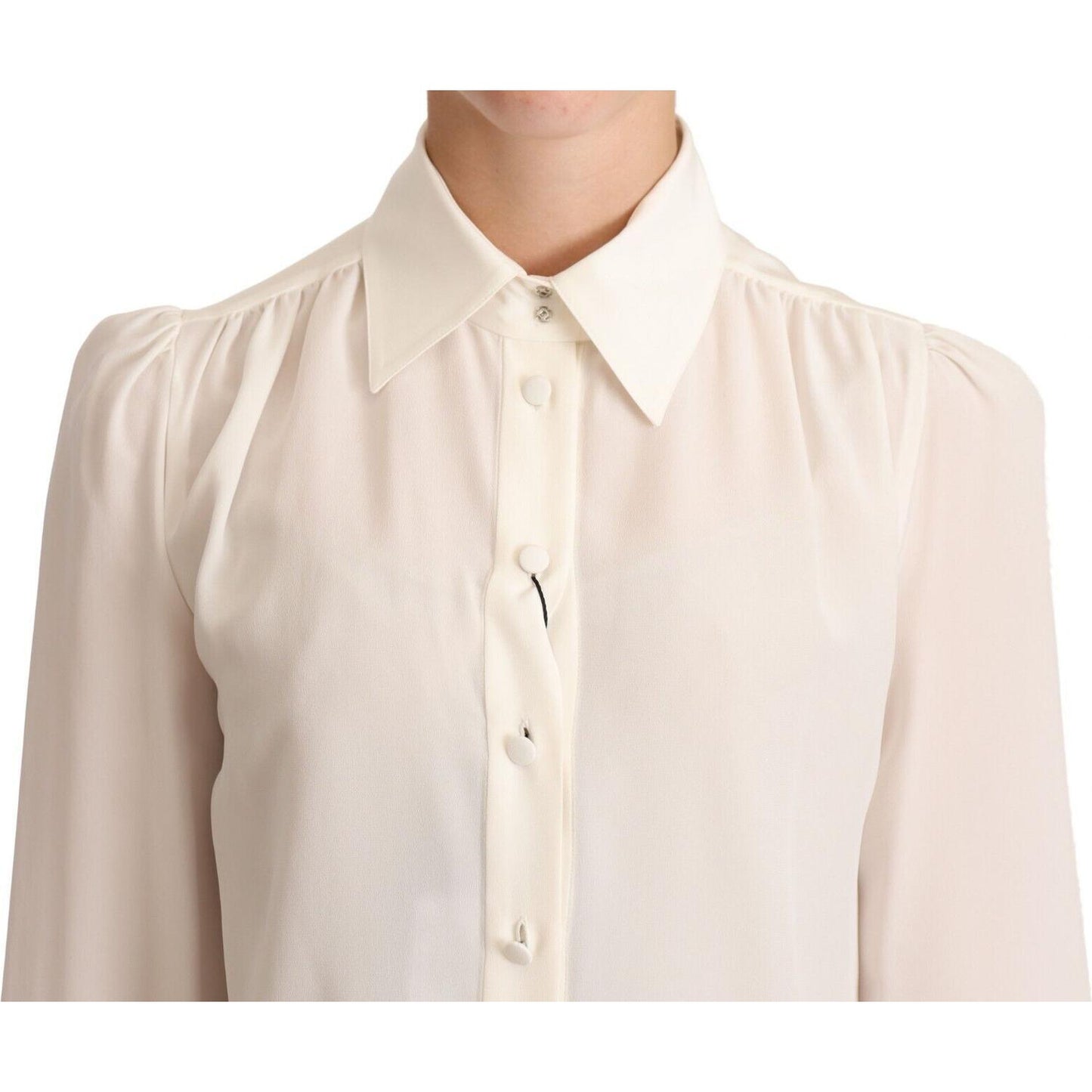 Dolce & Gabbana Elegant Silk Top in Off White Dolce & Gabbana