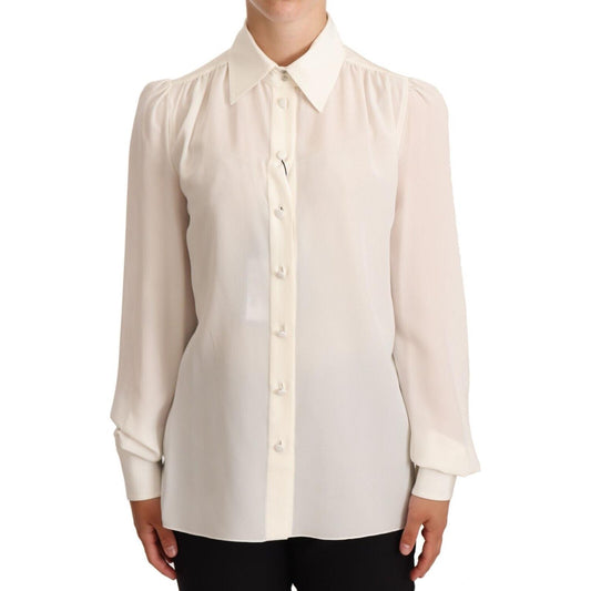 Dolce & Gabbana Elegant Silk Top in Off White Dolce & Gabbana