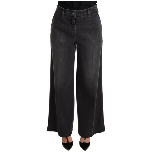 Dolce & Gabbana Elegant Wide Leg Gray Wash Denim Jeans & Pants Dolce & Gabbana