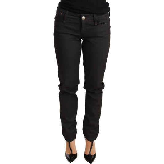 Ermanno Scervino Black Low Waist Skinny Slim Trouser Cotton Jeans