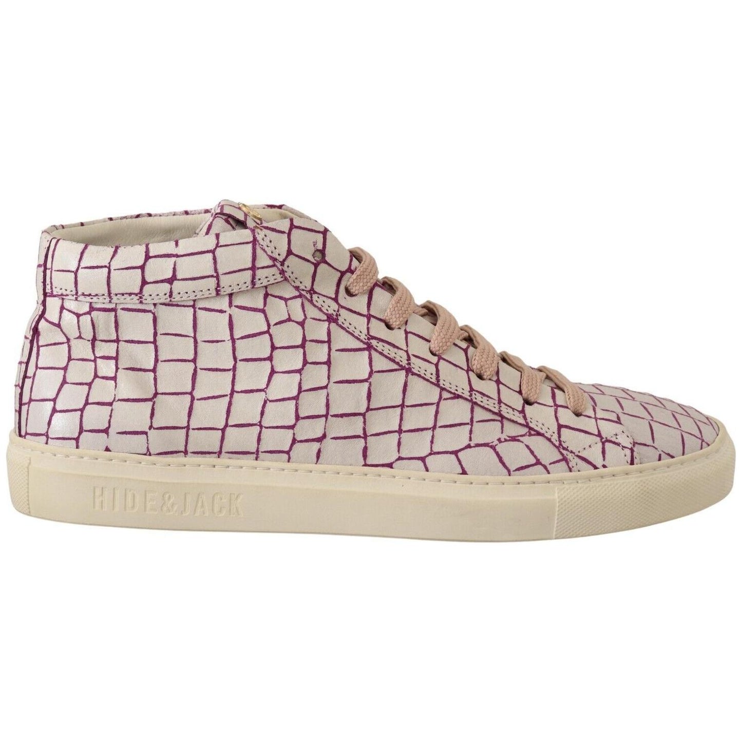 HIDE & JACK Chic White & Burgundy Mid-Cut Leather Sneakers MAN SNEAKERS HIDE & JACK