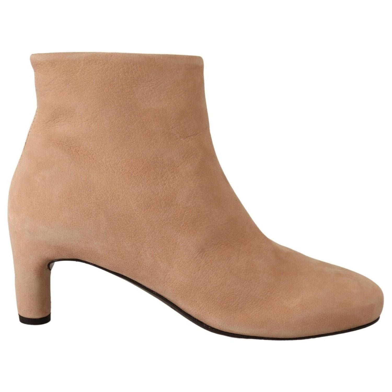 DEL CARLO Beige Suede Leather Mid Heels Pumps Boots Shoes