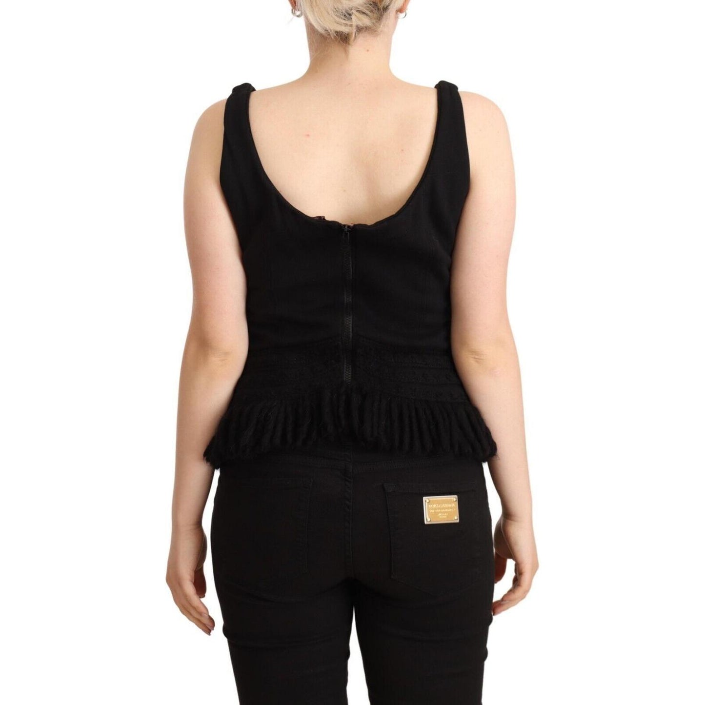 Ermanno Scervino Black Cotton Sleevelesss Tank Casual Top
