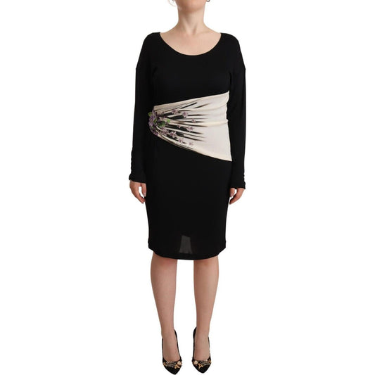 Roberto Cavalli Black Silver Sheath Knee Length Dress