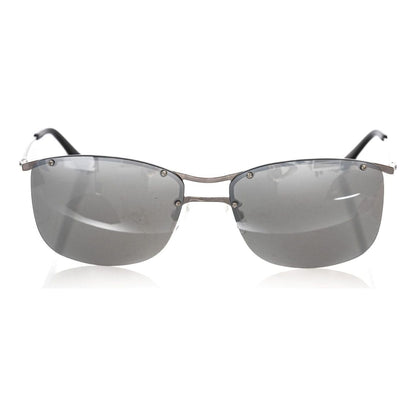Frankie Morello Silver Metallic Fibre Men Sunglass