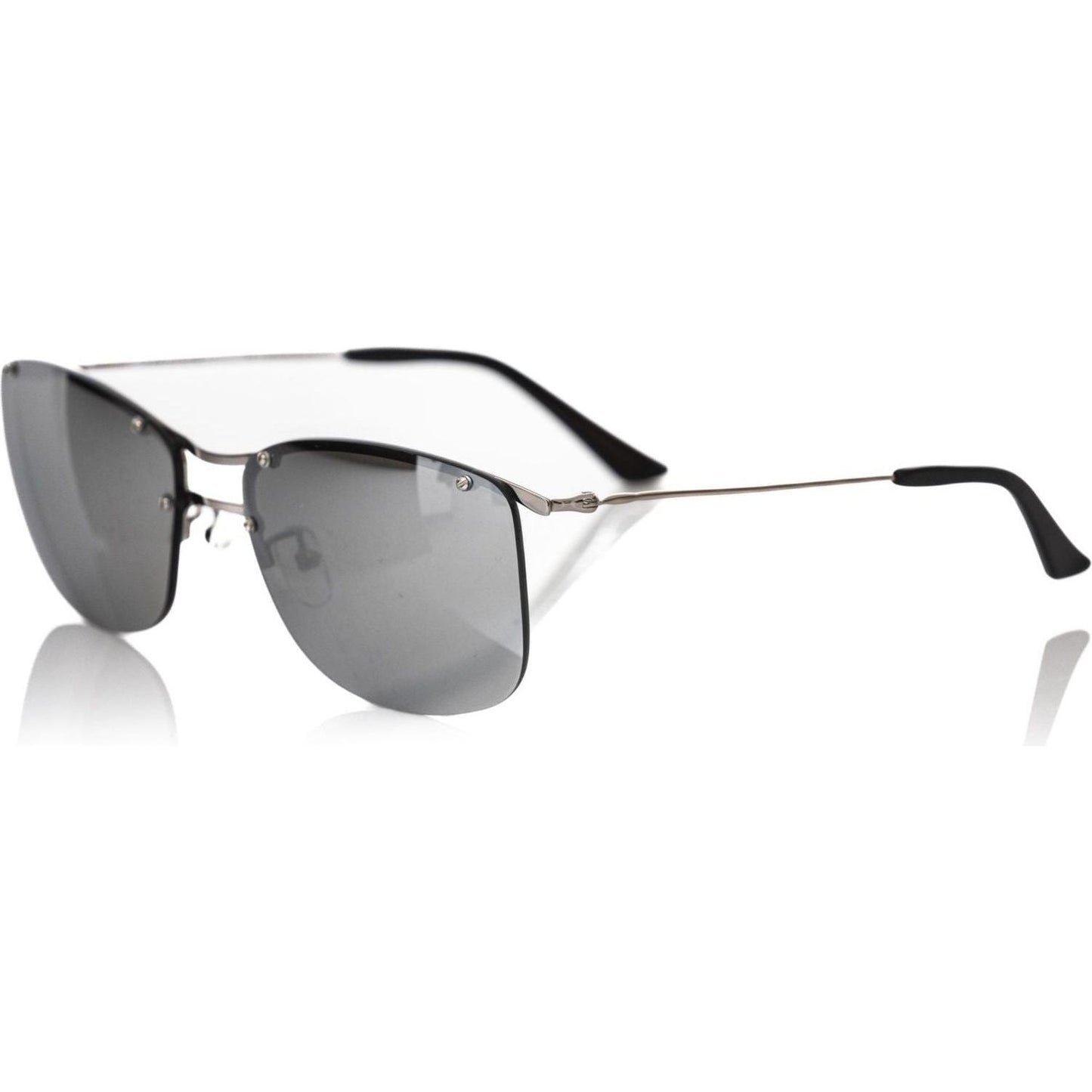 Frankie Morello Silver Metallic Fibre Men Sunglass