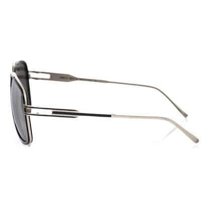 Frankie Morello Black Metallic Fiber Men Sunglass
