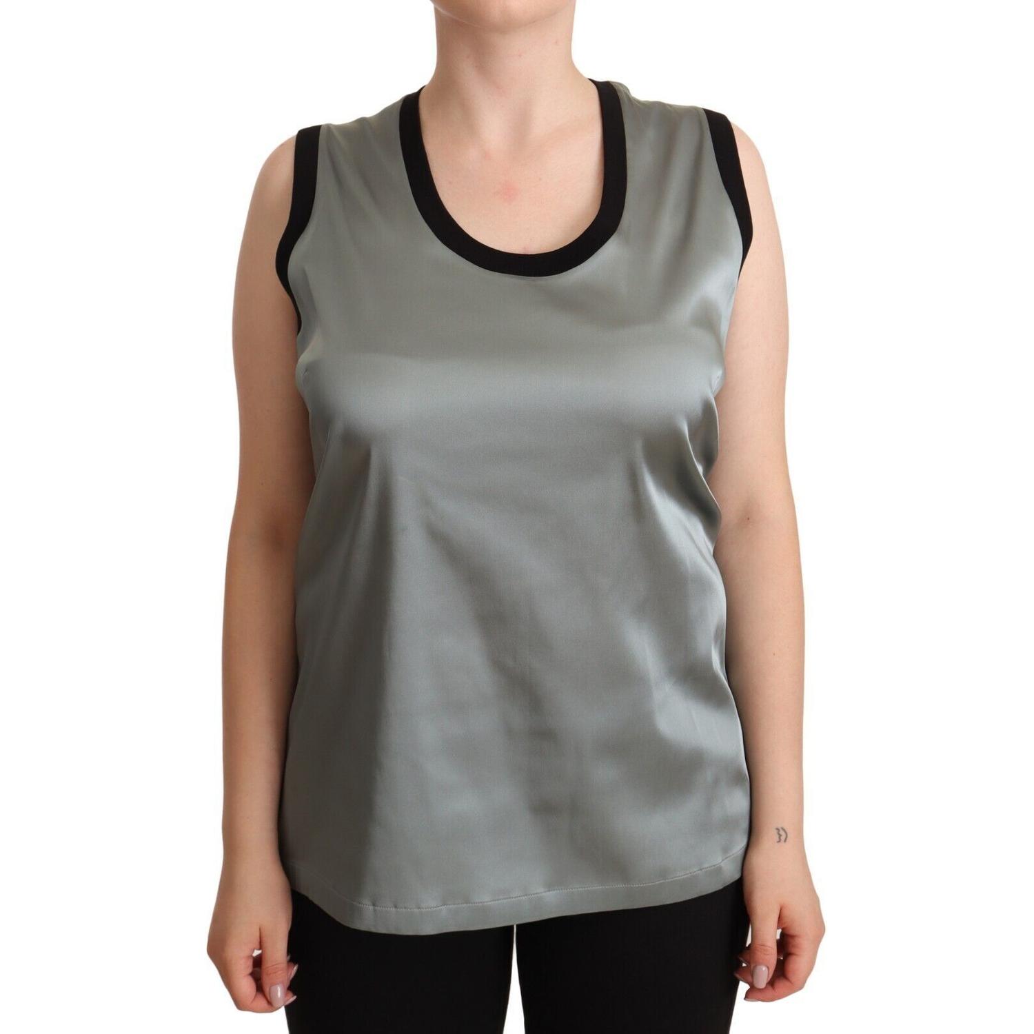 Dolce & Gabbana Silver Round Neck Sleeveless Casual Tank Top