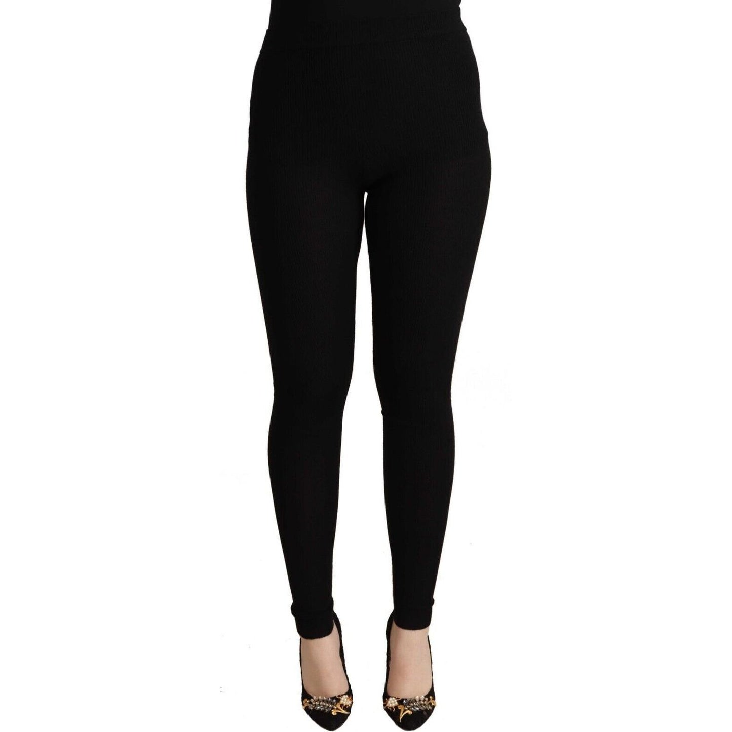 Dolce & Gabbana Black High Waist Cashmere Tights Pants Jeans & Pants Dolce & Gabbana