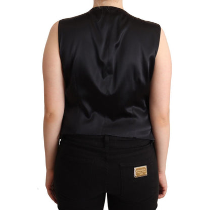 Dolce & Gabbana Black Button Down Sleeveless Vest Waiscoat Top