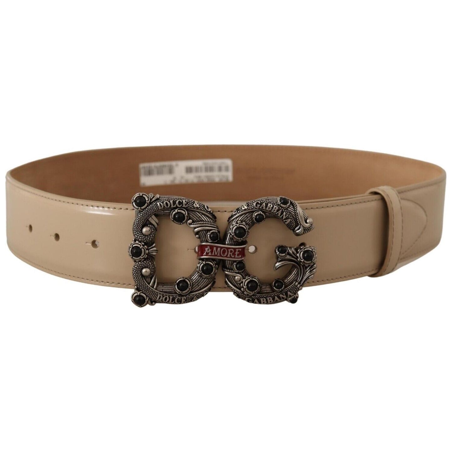 Dolce & Gabbana Vintage-Brass Logo Pearl Embellished Belt WOMAN BELTS Dolce & Gabbana