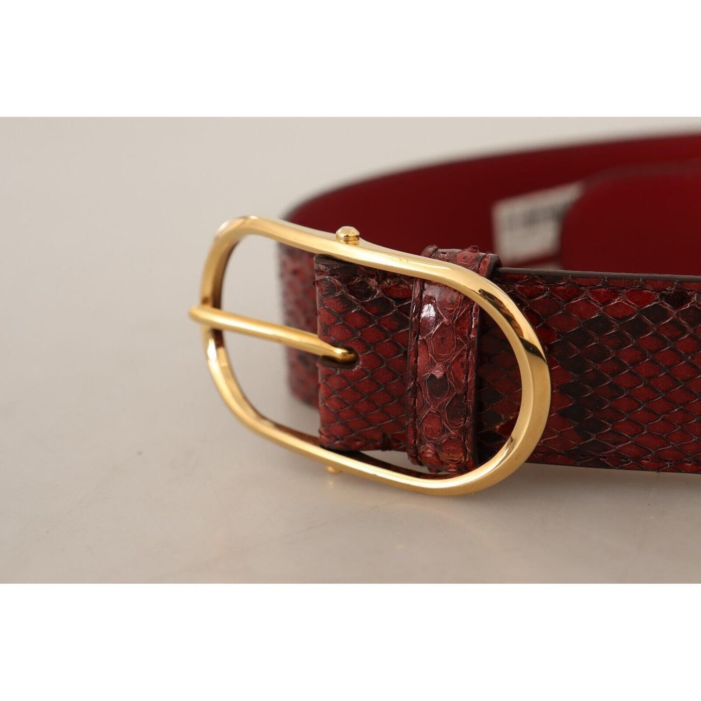 Dolce & Gabbana Elegant Red Snakeskin Leather Belt Dolce & Gabbana Gray