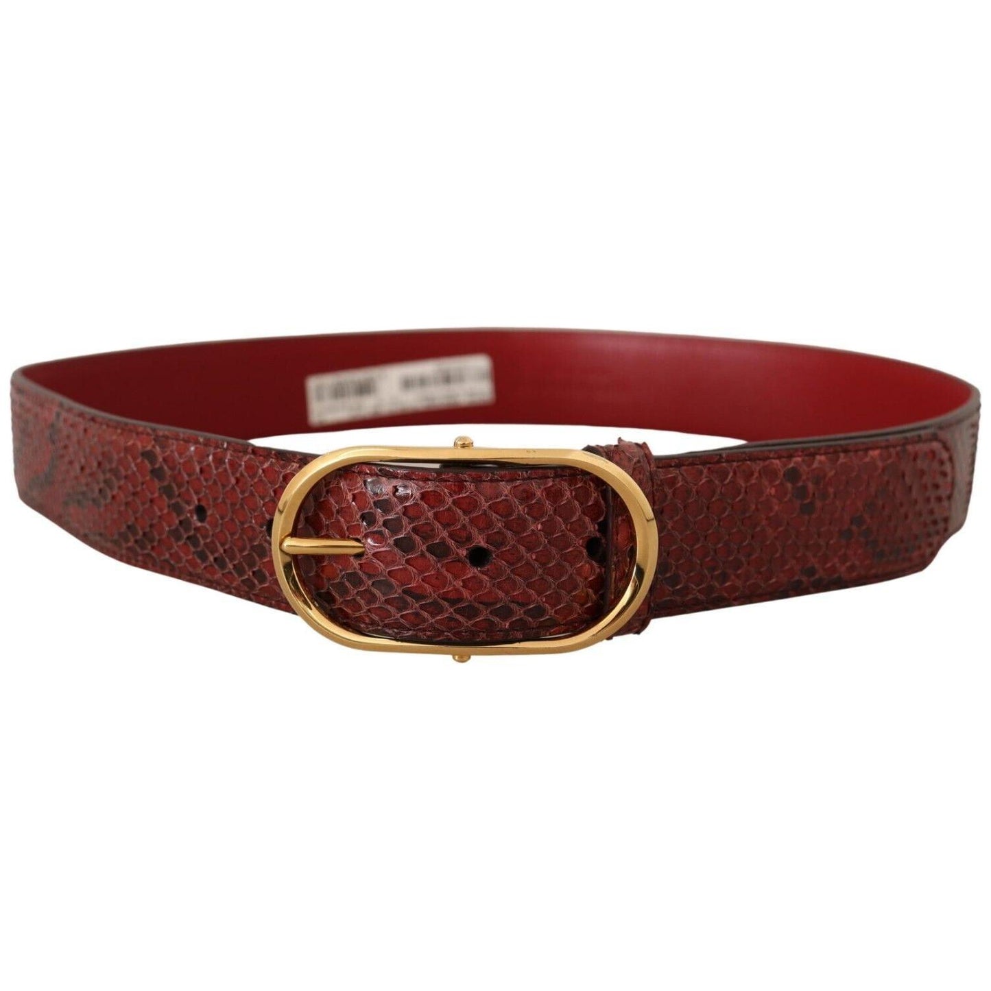 Dolce & Gabbana Elegant Red Snakeskin Leather Belt Dolce & Gabbana Saddle Brown