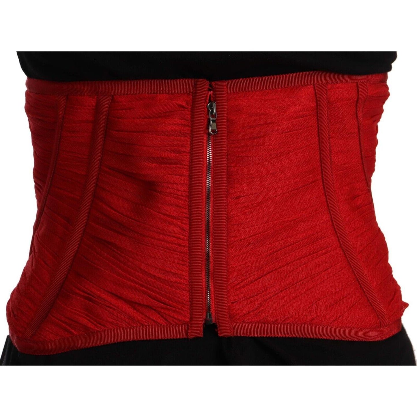 Dolce & Gabbana Elegant Red Silk Corset Belt Top Dolce & Gabbana