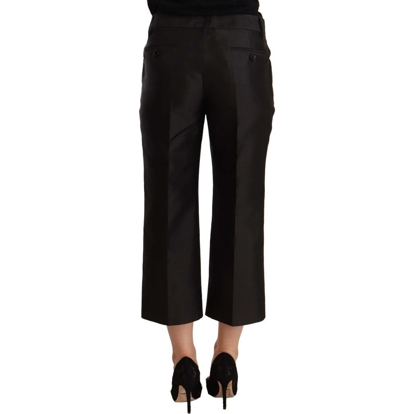 Dolce & Gabbana Chic Silk Cropped Trousers in Timeless Black Dolce & Gabbana