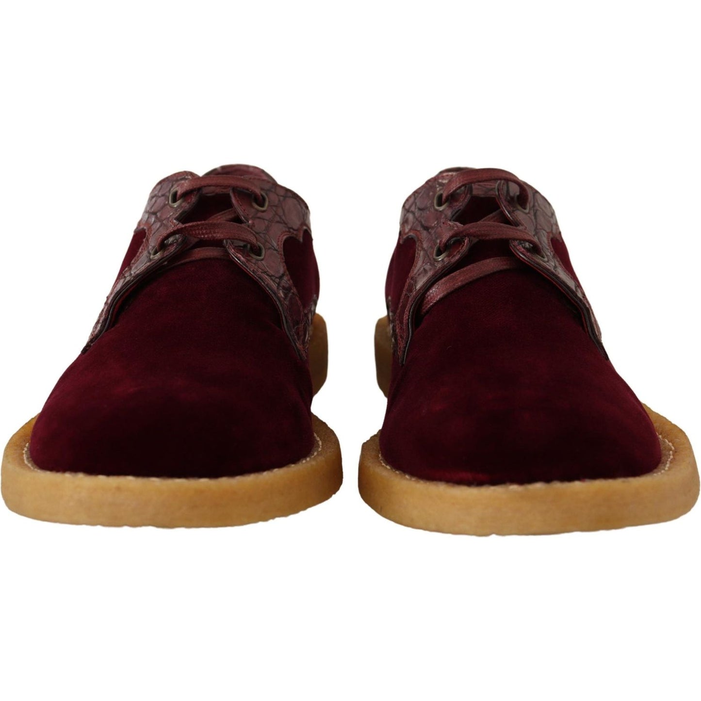 Dolce & Gabbana Bordeaux Velvet Exotic Leather Shoes