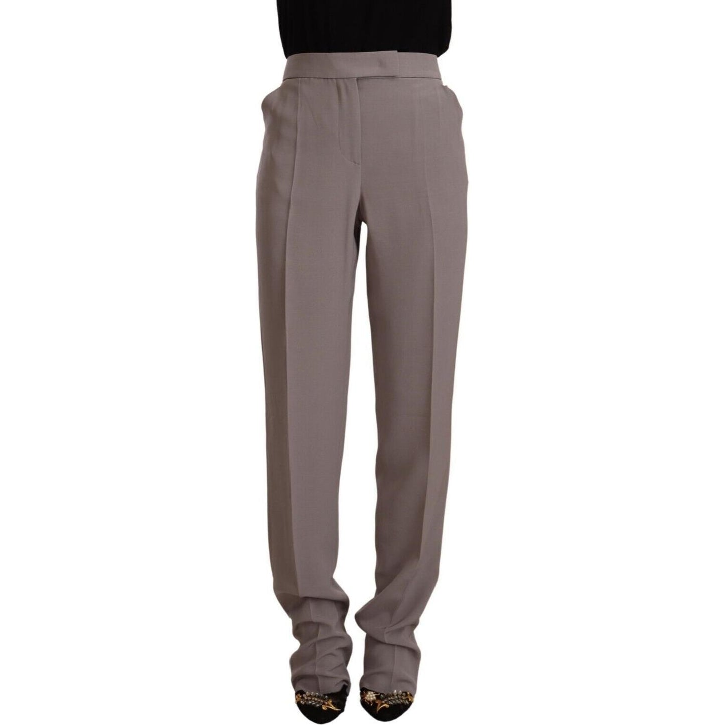 Armani Brown High Waist Silk Tapered Long Pants