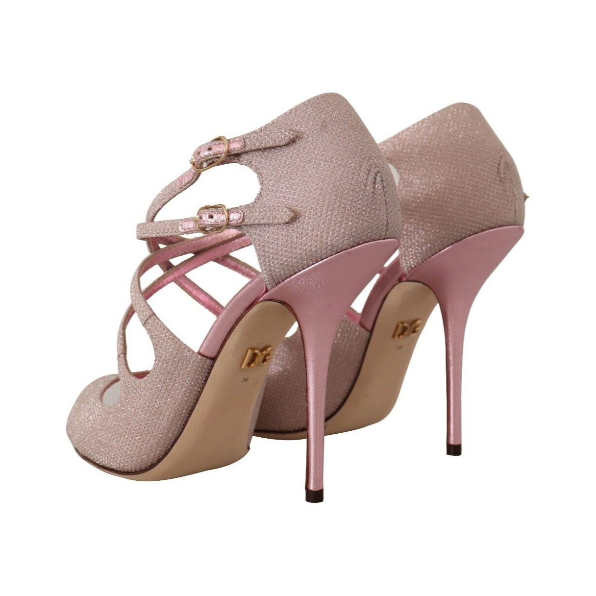 Dolce & Gabbana Pink Glitter Peep Toe High Heels Sandals Dolce & Gabbana