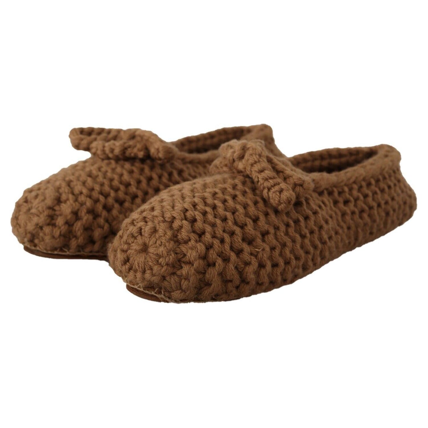 Dolce & Gabbana Elegant Wool Knit Ballerina Flats in Brown Dolce & Gabbana