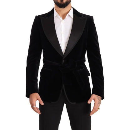 Dolce & Gabbana Black Velvet Single Breasted One Button Blazer