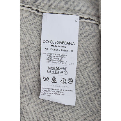 Dolce & Gabbana Black White Wool Top Cardigan Sweater