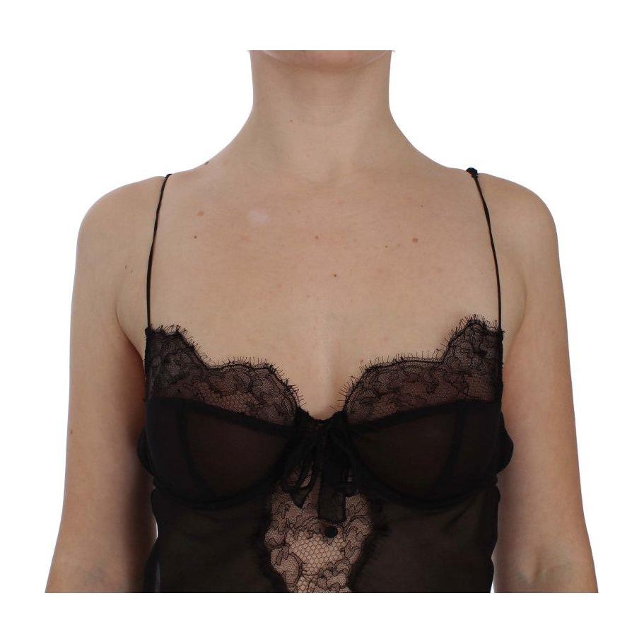 Dolce & Gabbana Elegant Black Silk Lace Lingerie Chemise Dolce & Gabbana