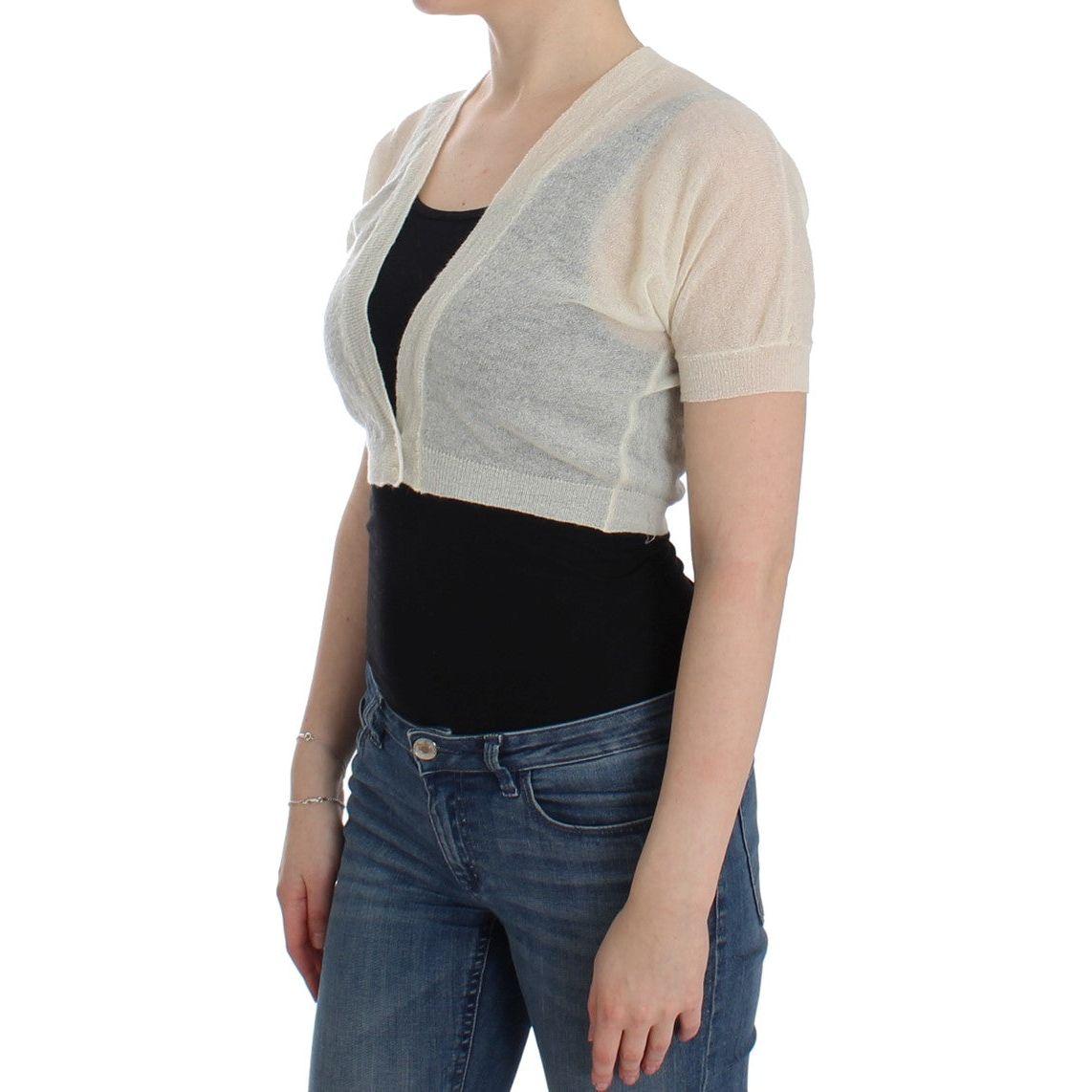 Ermanno Scervino Elegant Off-White Cropped Alpaca-Wool Blend Sweater Ermanno Scervino Dark Gray