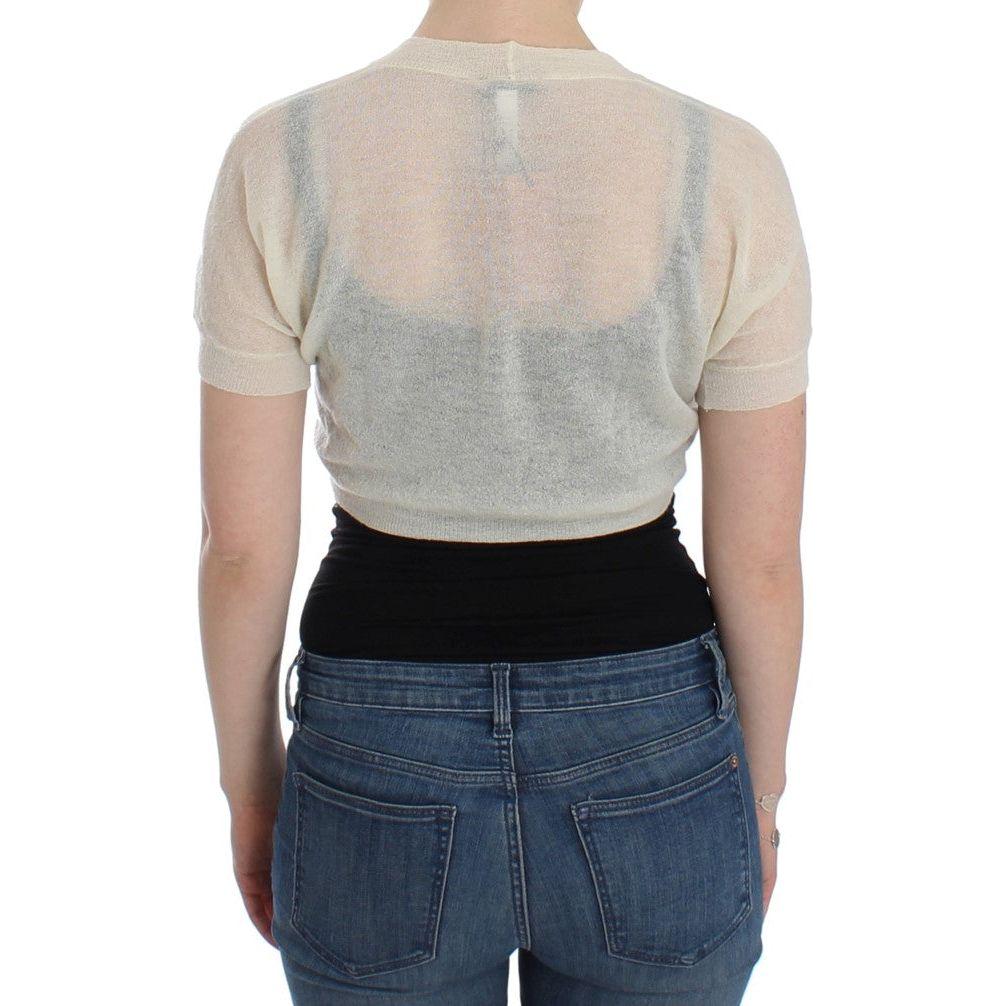 Ermanno Scervino Elegant Off-White Cropped Alpaca-Wool Blend Sweater Ermanno Scervino Dark Gray