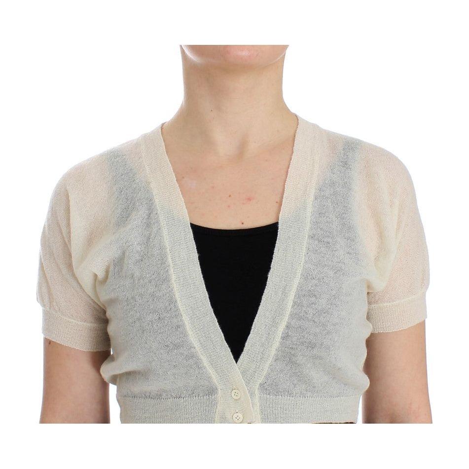 Ermanno Scervino Elegant Off-White Cropped Alpaca-Wool Blend Sweater Ermanno Scervino Gray