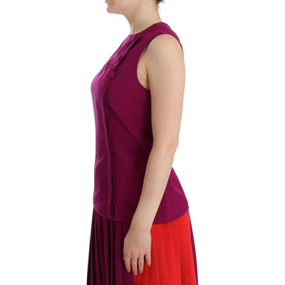 Barbara Casasola Purple Silk Sleeveless Blouse Top
