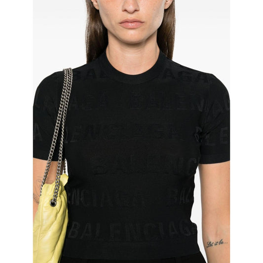 Balenciaga jacquard logo crop top Topwear Balenciaga