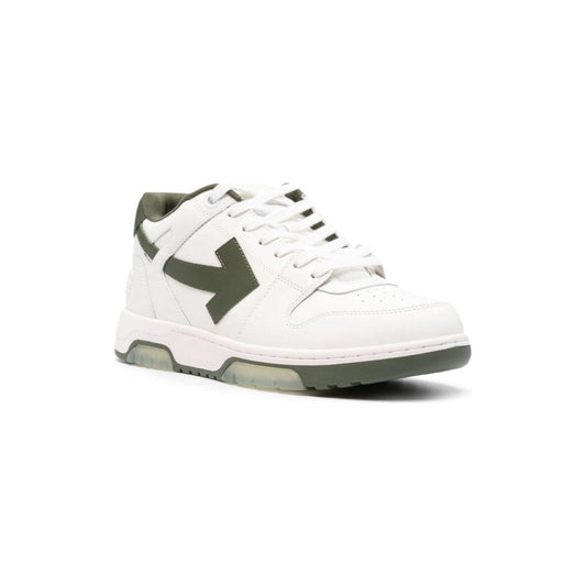 Off-White Leather MenSneakers Green-White Sneakers Off White