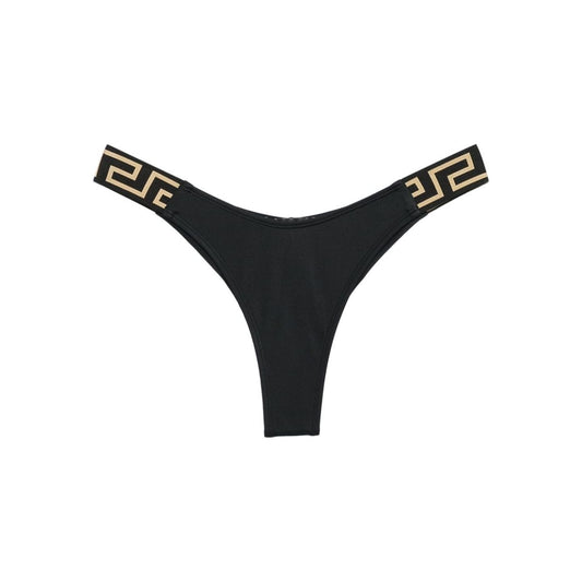 Versace Bikini bottoms with Greca detail Beachwear & underwear Versace Dark Slate Gray