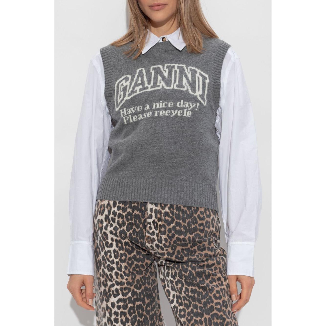 GANNI Sweaters Grey Topwear Ganni