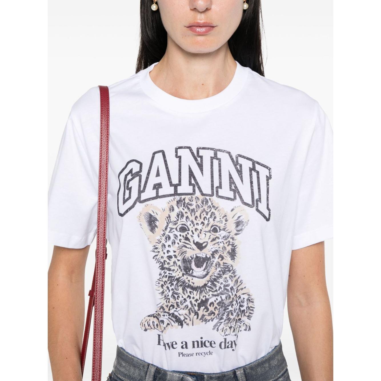 GANNI T-shirts and Polos White Topwear Ganni