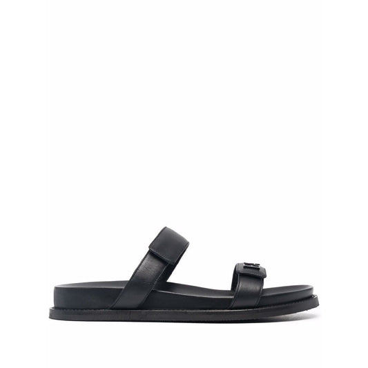 EMPORIO ARMANI Black Leather Double-Strap Women Sandals Sandals EMPORIO ARMANI Dark Slate Gray