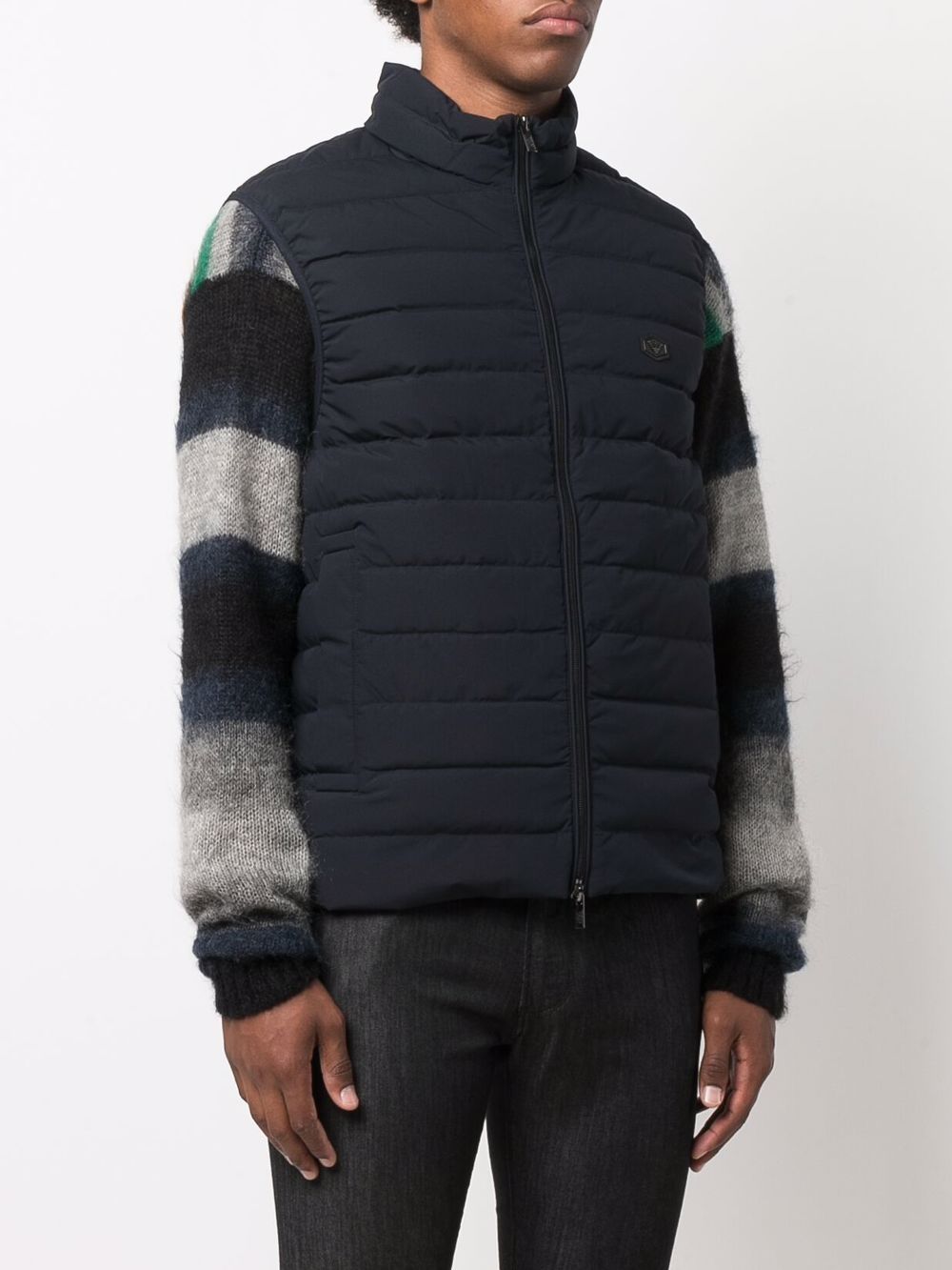 Emporio Armani Full zip sleeveless down jacket with logo patch