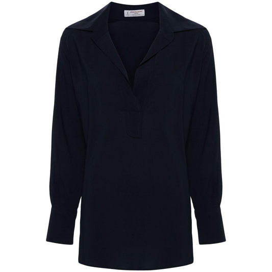 Alberto Biani georgette blouse navy blue Shirts Alberto Biani Black