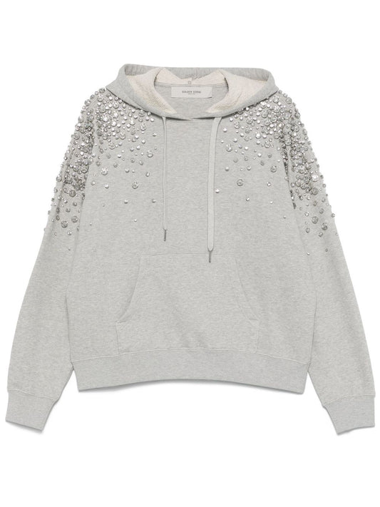 Golden Goose gray hooded sweatshirt with crystal decoration