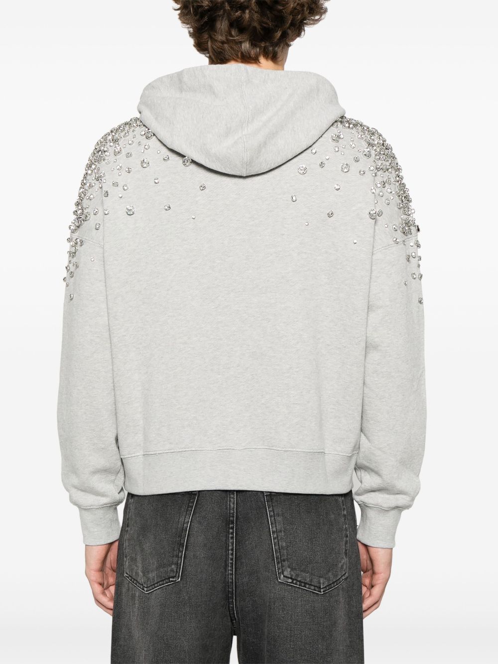 Golden Goose gray hooded sweatshirt with crystal decoration