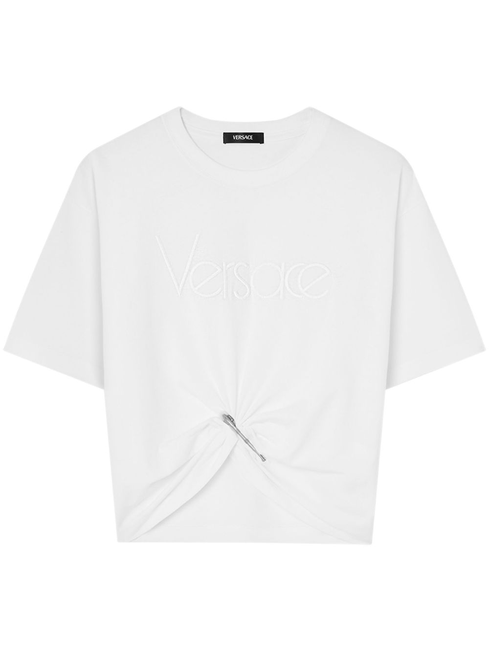 Versace logo-embroidered T-shirt in white