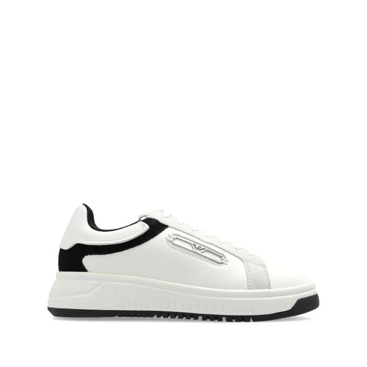 EMPORIO ARMANI Leather Women Sneakers with Suede and Eagle Detail in White Sneakers EMPORIO ARMANI Light Gray